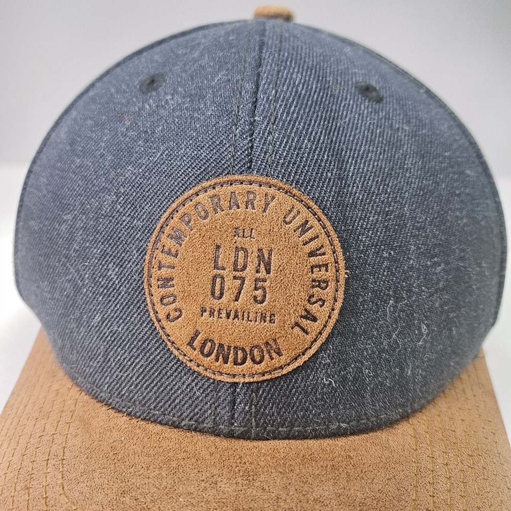 Snapback‎ Hat Mens Gray Brown Faux Suede Flat Brim H&M London Adjustable  Cap - Picture 5 of 7